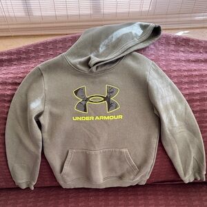 Under Armour youth Olive green Hoodie with Neon Logo